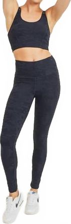 Mono B Jackie Textured Camo Leggings In Black