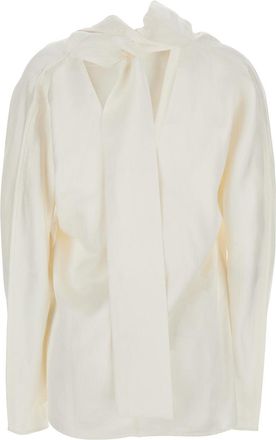 Toteme Womens Blouse With Cowl Neck, Knot Back - White Blouses Shirt