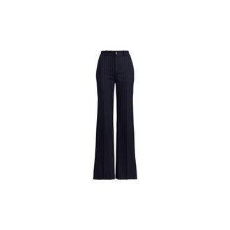 Ralph Lauren Broeken, Dames, Blauw, L, Leer, Wide Broeken
