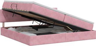 vidaXL Cama Con Almacenamiento Rosa 200 X 200 Cm Terciopelo Vidaxl