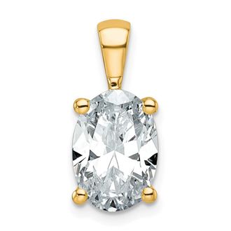 Diamond2Deal 14k Yellow Gold 3 Ct Oval Cut Lab Grown Diamond Pendant