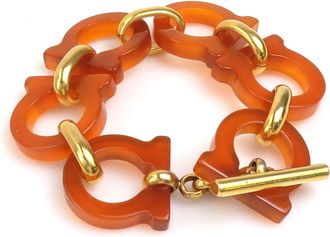 Ferragamo Gancini gold Metal Plastic Charm Bracelet (Pre-Owned)