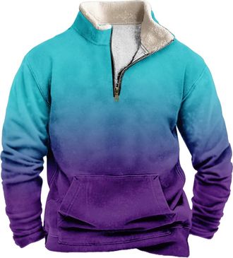 Generic Mens Quarter Zipper Sherpa Sweatshirts 2025 Thermal Warm Sweater 1/4 Zip Stand Collar (UK, Alpha, 5XL, Regular, Regular, 5)
