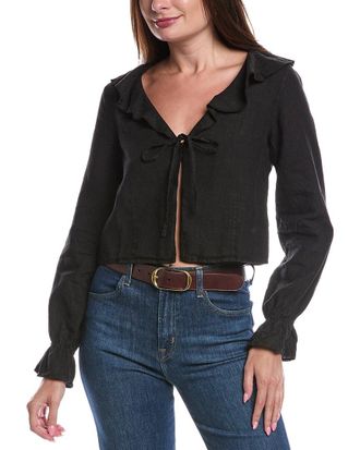 Nation Ltd Nation Ltd Camila Ruffle Tie-Front Linen Top