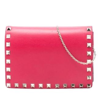 Valentino Pre-owned Cross Body Bags, female, Pink, Size: ONE SIZE Pre-owned Studded Leather Crossbody Bag
