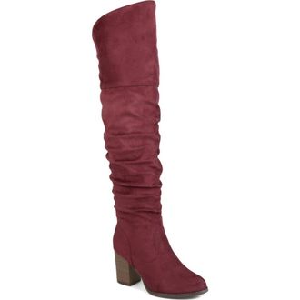 Journee Collection JOURNEE Kaison Ruched Tall Boot in Wine at Nordstrom Rack, Size 7.5 Regular Calf