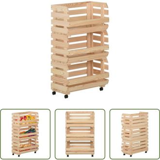 vidaXL Carrello portafrutta - Carrello Portaverdure 37x30x80 cm in Legno Massello di Pino