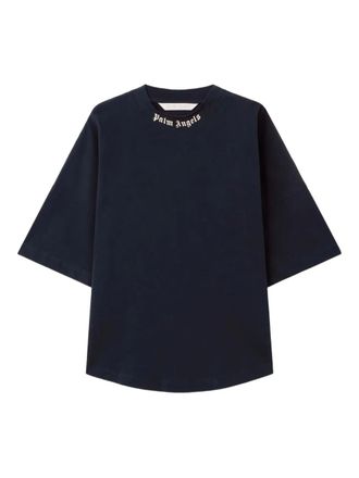 Palm Angels curved-logo T-shirt - Blue