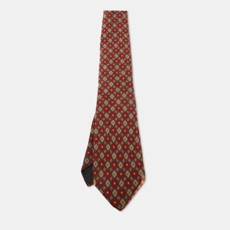 Oscar De La Renta Oscar De La Renta Vintage Multicolor Printed Silk Tie