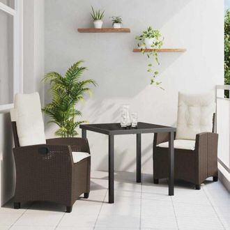 vidaXL Vidaxl - Conjunto De Comedor De Jard&iacute;n 3 Pcs Marr&oacute;n Rat&aacute;n Sint&eacute;tico