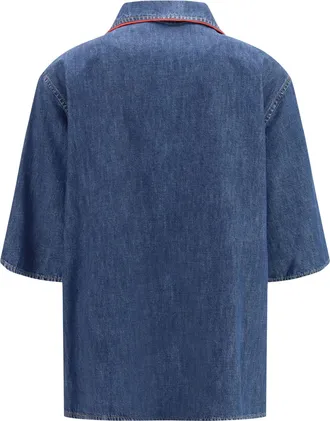 Valentino Womens Denim Shirt Dark Cotton