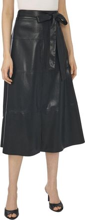 CeCe by Cynthia Steffe Faux Leather Tie Waist Midi Skirt