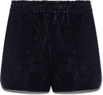 Versace Cotton-Terry Jacquard Sweat Shorts - unisex - Bermuda - Blauw - XS - Katoen - Korte Broeken