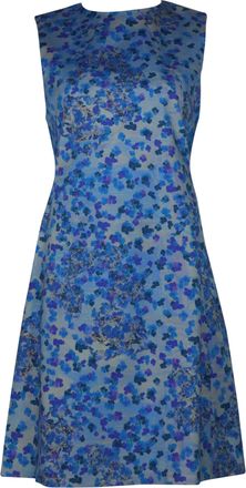Erdem Erdem Floral Print A-Line Dress in Blue Cotton