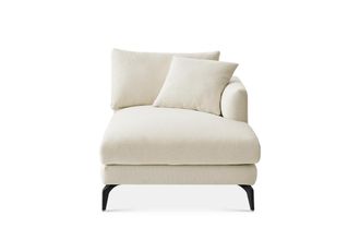 Castlery Lena Chaise Right Facing Sofa, Cream, Matte Black Legs, Spill-Resistant, Removable Covers for Women