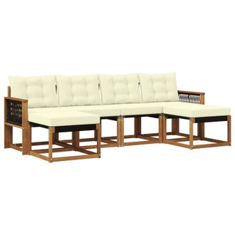 vidaXL Conjunto De Sof&aacute;s De Exterior Con Coj&iacute;n 6 Pcs Natural Y Crema Vidaxl