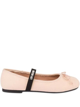 Love Moschino bow strap ballet flats - women - Cotton/Elastane/Polyester/Fabric/Rubber - 35 - Pink