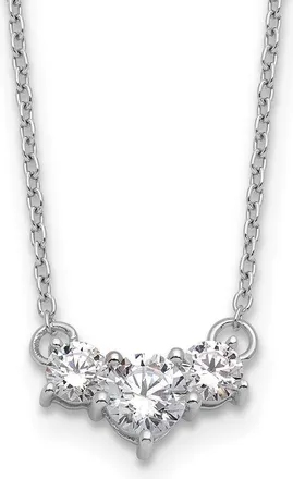Diamond2Deal 14K White Gold 3/4 Ct Lab Grown Diamond 3 Stone Pendant Necklace 18 Clarity VS, Color G-H