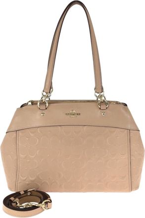Coach Beige Pink Leather Shoulder Bag Tote Bag (Pre-Owned)