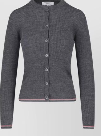 Thom Browne ribbed merino wool crewneck cardigan