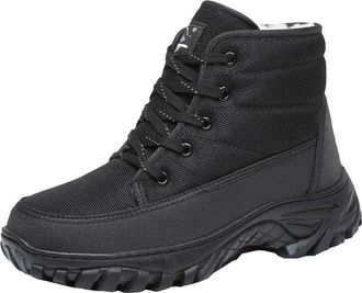 Generic Men Winter Insulated Cotton Shoes Fleece Lined Warm Lace Up Non Slip Soft Sole Ankle Boots (Black,8.5)