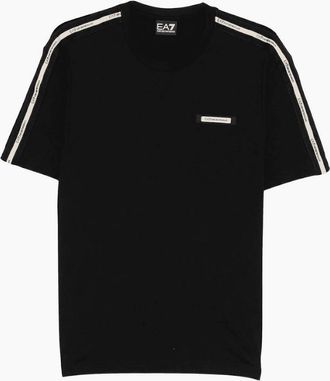 Emporio Armani Mens Taped Logo Slim Fit Black T-Shirt - Size: 42