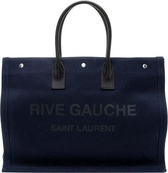 Saint Laurent Blue Canvas Rive Gauche Large Tote (Authentic Pre-Loved)