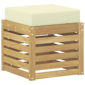vidaXL Banco De Taburete Exterior Con Coj&iacute;n Blanco 43 X 43 X 45 Cm Vidaxl