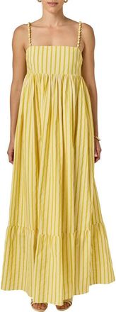 English Factory Stripe Sleeveless Maxi Dress in Yellow Stripe at Nordstrom, Size Medium