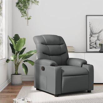 vidaXL Sill&oacute;n Reclinable De Cuero Sint&eacute;tico Gris Vidaxl