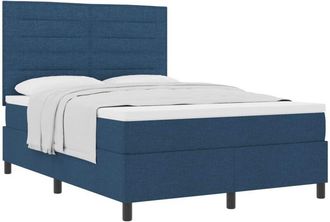 vidaXL Box Spring Bed with Mattress Blue 140 x 190 cm Fabric vidaXL