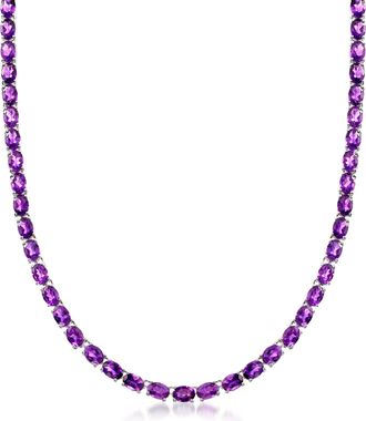 Ross-Simons Amethyst Tennis Necklace in Sterling Silver