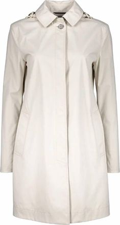 Moorer Womens Classic Pointed Collar Overcoat In Avorio
