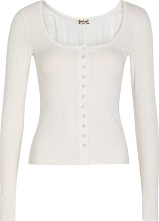 Free People End Game Pointelle Stretch-cotton top - White - L (UK16-UK18 / L)