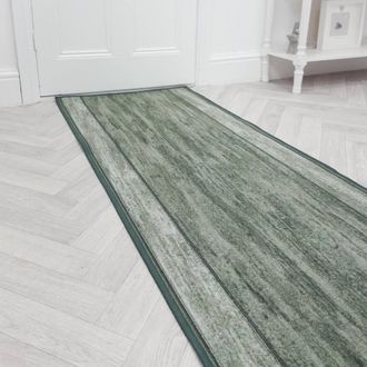 Runrug Hallway Runner Rug - Non-Slip, Hardwearing, 5.4mm - Rama in Green | Size: 100 cm x 210 cm