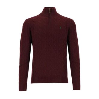 Polo Ralph Lauren Jersey de Lana y Cachemira con Media Cremallera de Punto Trenzado - Knitwear - Hombre - Rojo - XL