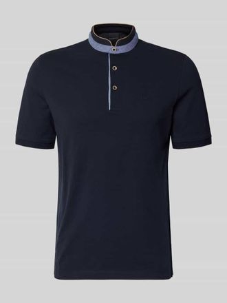 Bugatti Regular Fit Poloshirt mit Stehkragen und Logo-Stitching in Marine, Gr&ouml;&szlig;e XXXL