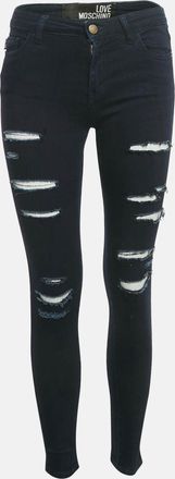 Love Moschino Dark Blue Distressed Denim Skinny Jeans S Waist