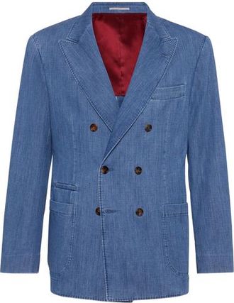 Brunello Cucinelli Denim blazer in Light Blue Denim at Nordstrom, Size 46 It