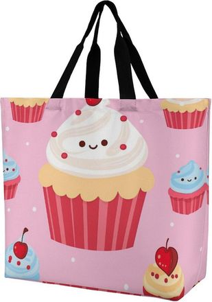 Generic Cute Cupcake Tote Bag Waterproof Carry Bag Durable Grocery Bags For Work Ladies Picnic