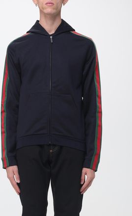 Gucci Felpa con cappuccio e zip in seta con dettaglio Web a righe