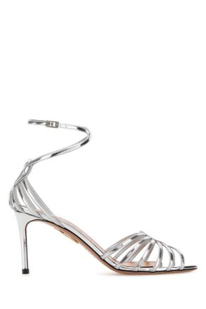 Aquazzura Silver Ankle Strap Heels