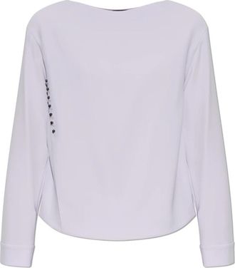 Emporio Armani Wrap-front Top - Dames - Longsleeves - Paars - M - Tops