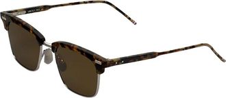 Thom Browne Acetate And Titanium Rectangular Zonnebrillen - unisex - Zonnebrillen - Bruin - 52 MM - Accessoires