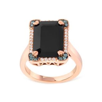 House of Brilliance 14K Gold Black Onyx & 1/5 Ct Diamond Halo Cocktail Ring - in Pink at Nordstrom