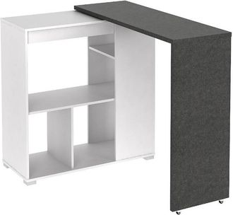 Vente-Unique Mueble de bar pivotante SATURNE - Blanco y cemento