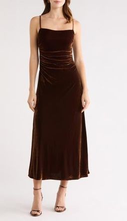 ASTR the Label Valery Sleeveless Velvet Midi Dress in Brown at Nordstrom Rack, Size X-Small