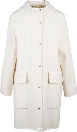 Eleventy Enkelrij broekjas - Dames - Mantel - Wit - S - Wol - Jassen
