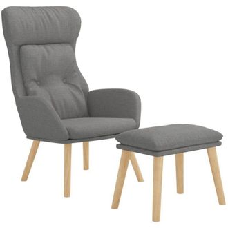 vidaXL Sill&oacute;n De Relax Con Taburete Tela Gris Claro Vidaxl