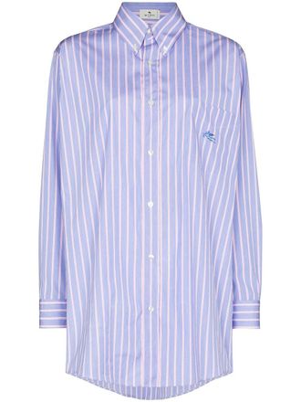 Etro oversize pinstripe pattern shirt - Blue